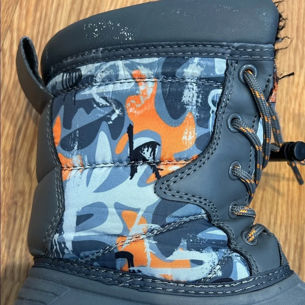 Hobibear Gray/Orange street art Winter Snow Boots size 1 kids